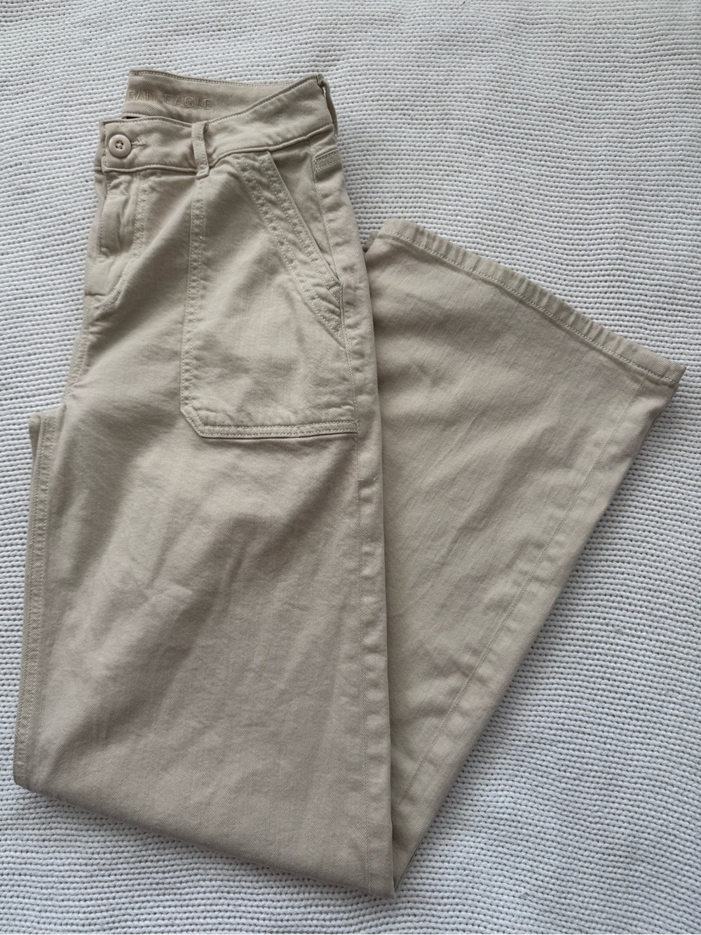 American Eagle Outfitters Cream Wide Leg Pants